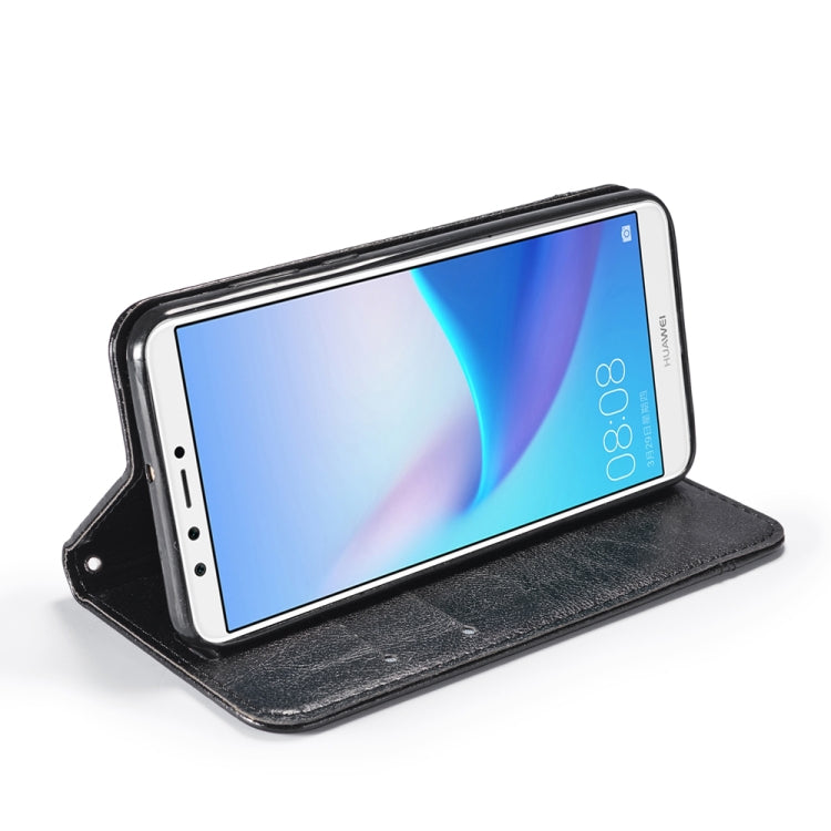 For Huawei Y9 (2018) Double-sided Absorption Splicing Horizontal Flip Leather Case with Holder & Card Slots & Lanyard