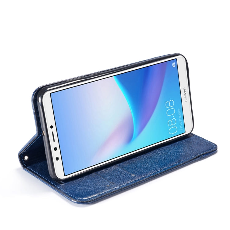 For Huawei Y9 (2018) Double-sided Absorption Splicing Horizontal Flip Leather Case with Holder & Card Slots & Lanyard