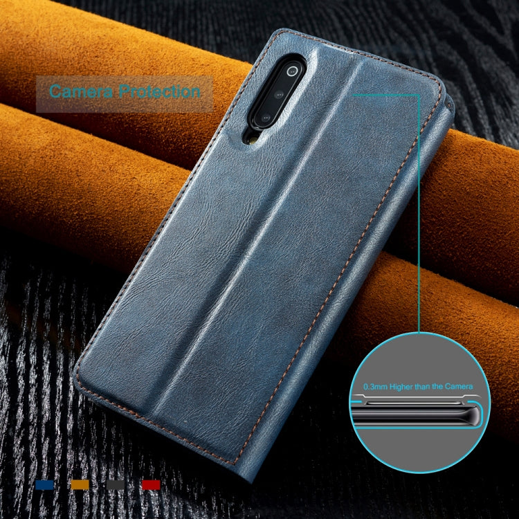 For Galaxy A30s Retro Simple Ultra-thin Magnetic Leather Case with Holder & Card Slots & Lanyard