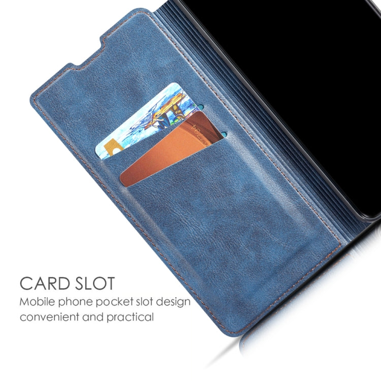 For Galaxy A30s Retro Simple Ultra-thin Magnetic Leather Case with Holder & Card Slots & Lanyard