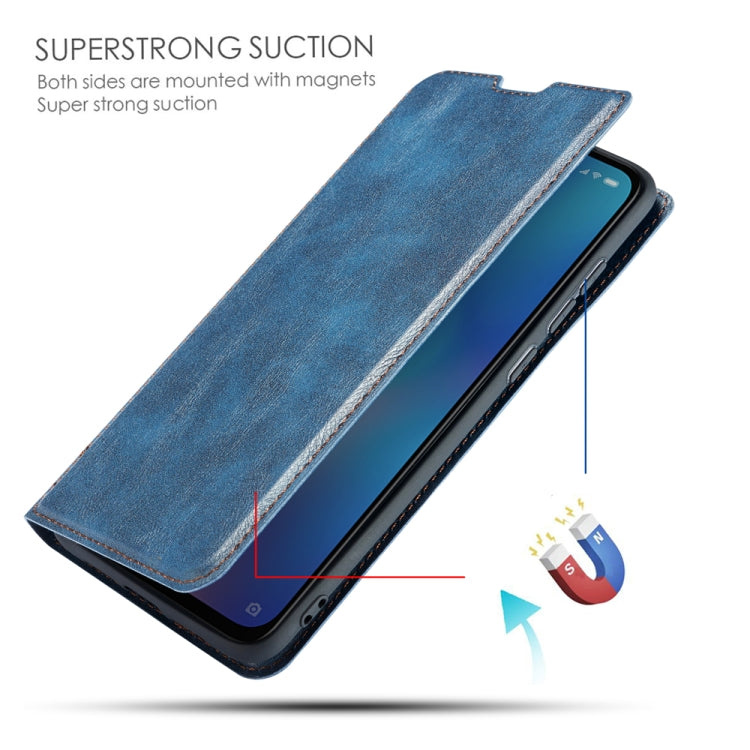 For Galaxy A30s Retro Simple Ultra-thin Magnetic Leather Case with Holder & Card Slots & Lanyard