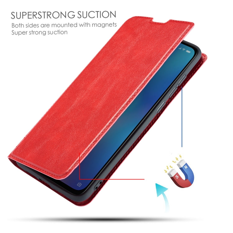 For Galaxy A30s Retro Simple Ultra-thin Magnetic Leather Case with Holder & Card Slots & Lanyard