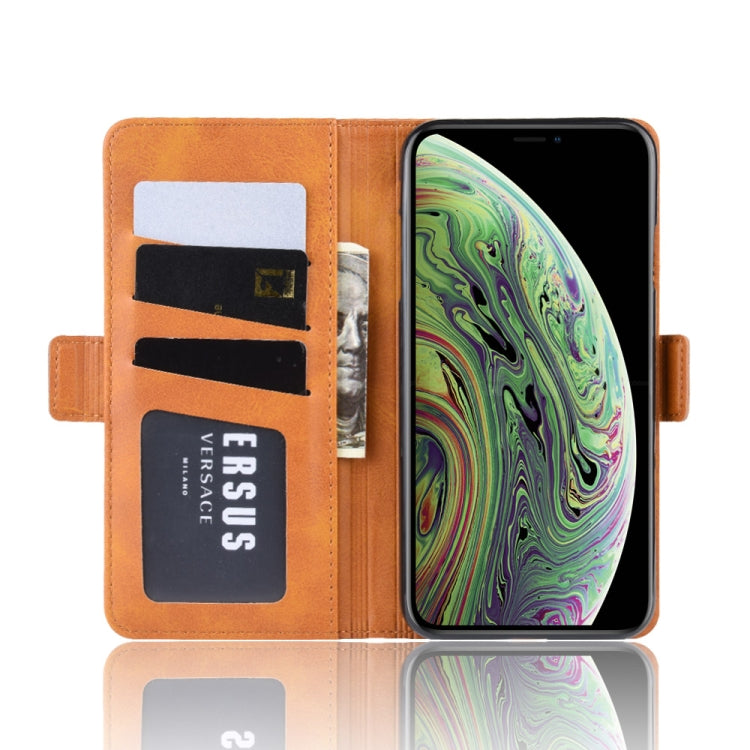 For iPhone X / XS Double Buckle Crazy Horse Business Mobile Phone Holster with Card Wallet Bracket Function
