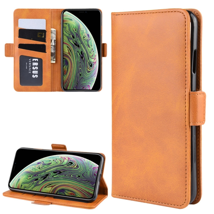 For iPhone X / XS Double Buckle Crazy Horse Business Mobile Phone Holster with Card Wallet Bracket Function