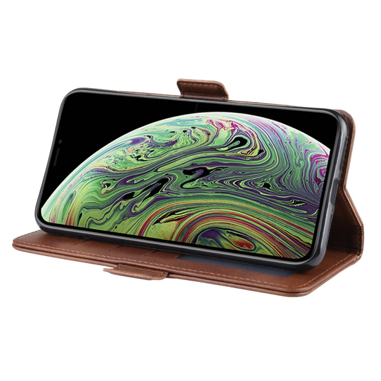 For iPhone X / XS Double Buckle Crazy Horse Business Mobile Phone Holster with Card Wallet Bracket Function