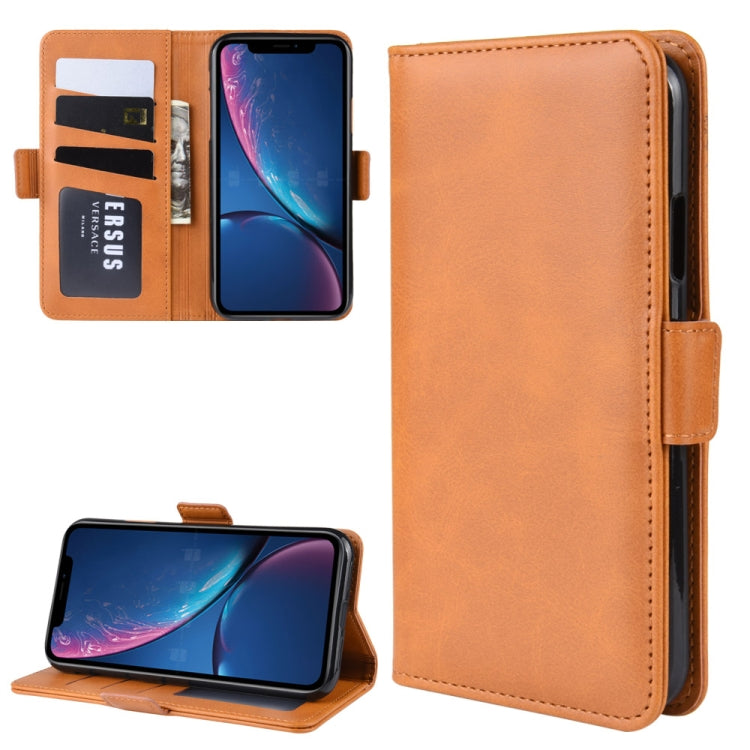 For iPhone XR Double Buckle Crazy Horse Business Mobile Phone Holster with Card Wallet Bracket Function