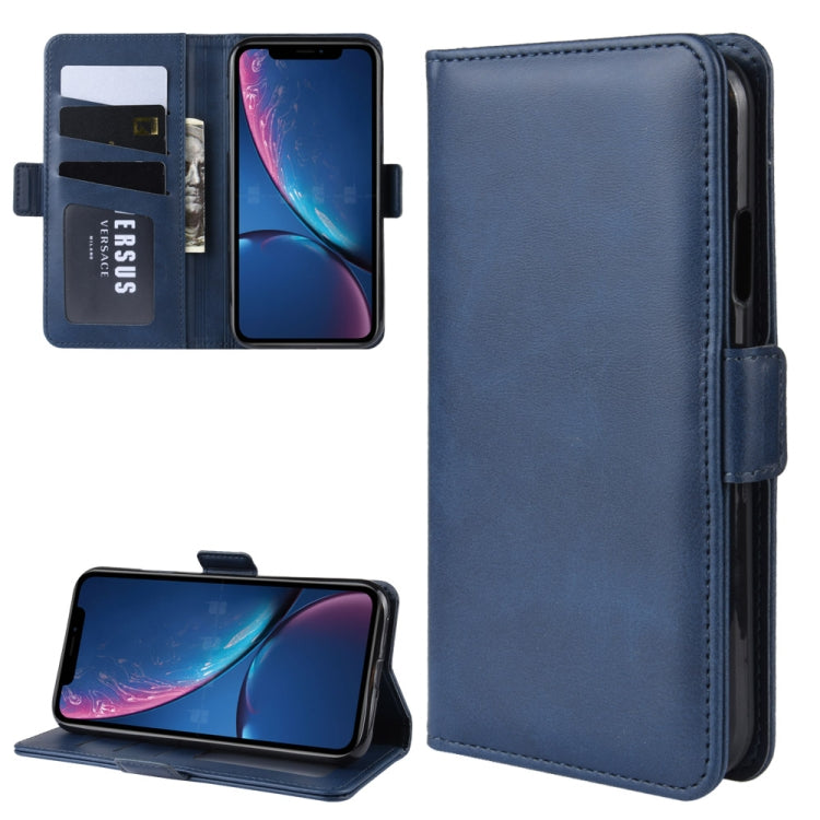 For iPhone XR Double Buckle Crazy Horse Business Mobile Phone Holster with Card Wallet Bracket Function