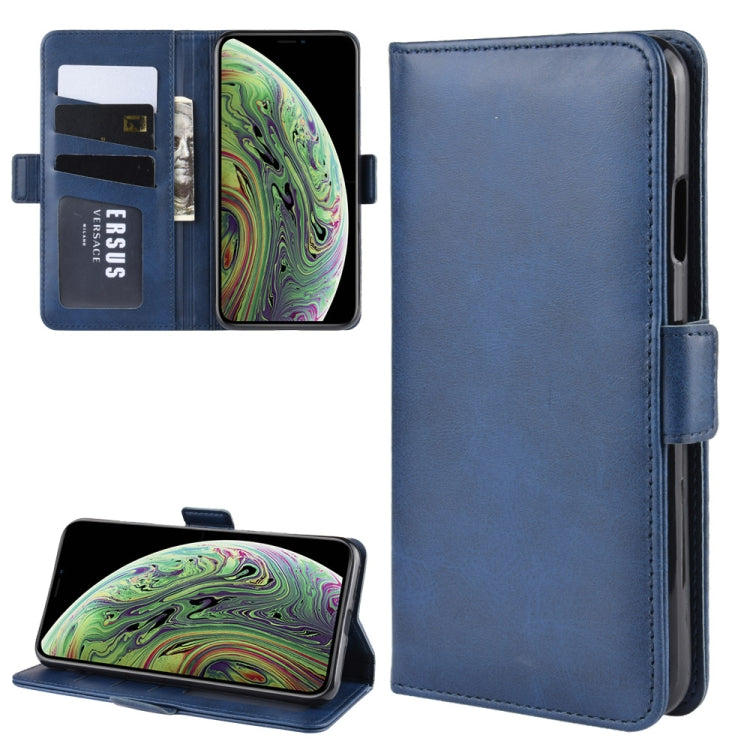 For iPhone XR Double Buckle Crazy Horse Business Mobile Phone Holster with Card Wallet Bracket Function