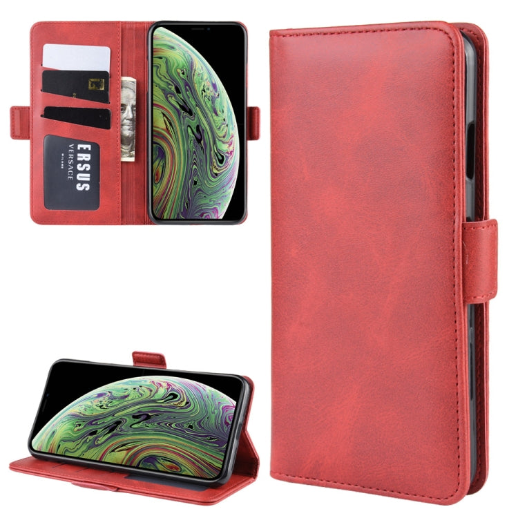 For iPhone XR Double Buckle Crazy Horse Business Mobile Phone Holster with Card Wallet Bracket Function