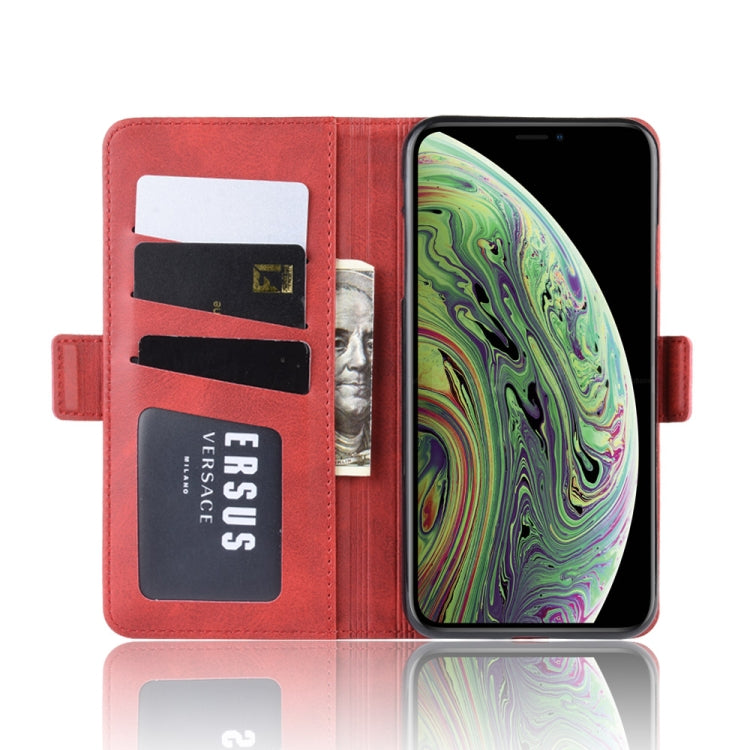 For iPhone XR Double Buckle Crazy Horse Business Mobile Phone Holster with Card Wallet Bracket Function