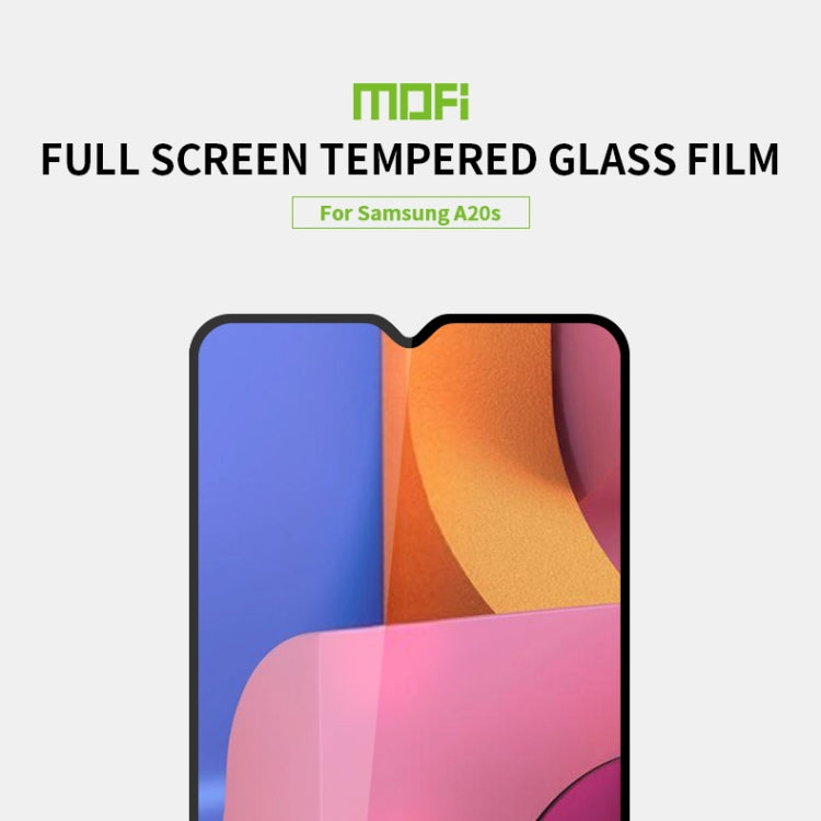 For Galaxy A20S MOFI 9H 2.5D Full Screen Tempered Glass Film(Black)