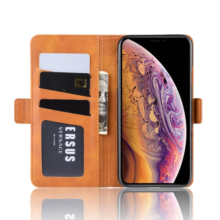 For iPhone XS Max Double Buckle Crazy Horse Business Mobile Phone Holster with Card Wallet Bracket Function