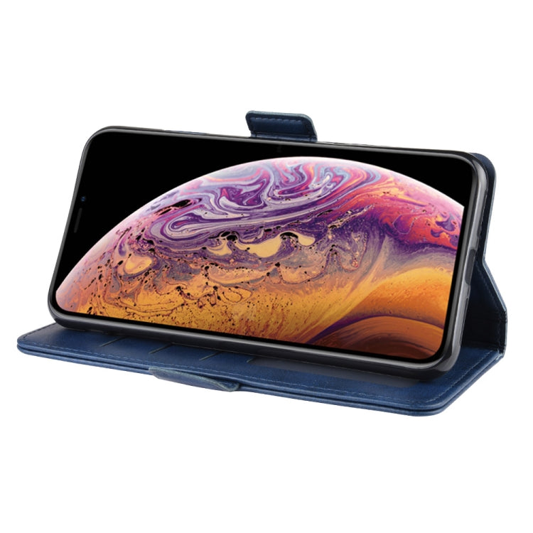 For iPhone XS Max Double Buckle Crazy Horse Business Mobile Phone Holster with Card Wallet Bracket Function