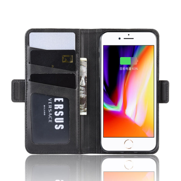 For iPhone SE 2022 / SE 2020 / 8 / 7 Double Buckle Crazy Horse Business Mobile Phone Holster with Card Wallet Bracket Function