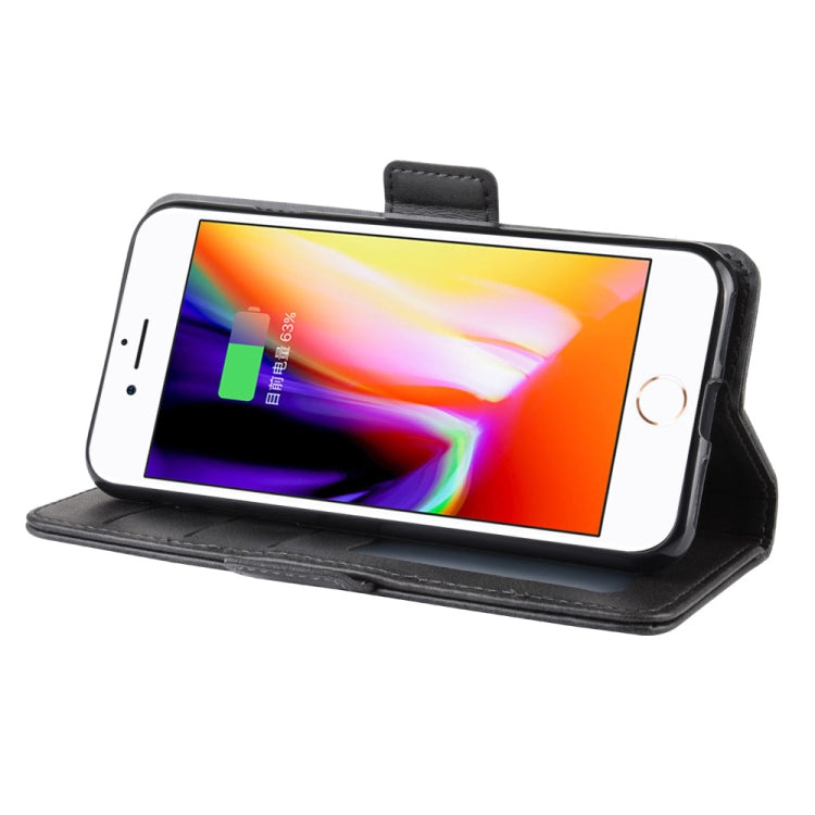 For iPhone SE 2022 / SE 2020 / 8 / 7 Double Buckle Crazy Horse Business Mobile Phone Holster with Card Wallet Bracket Function