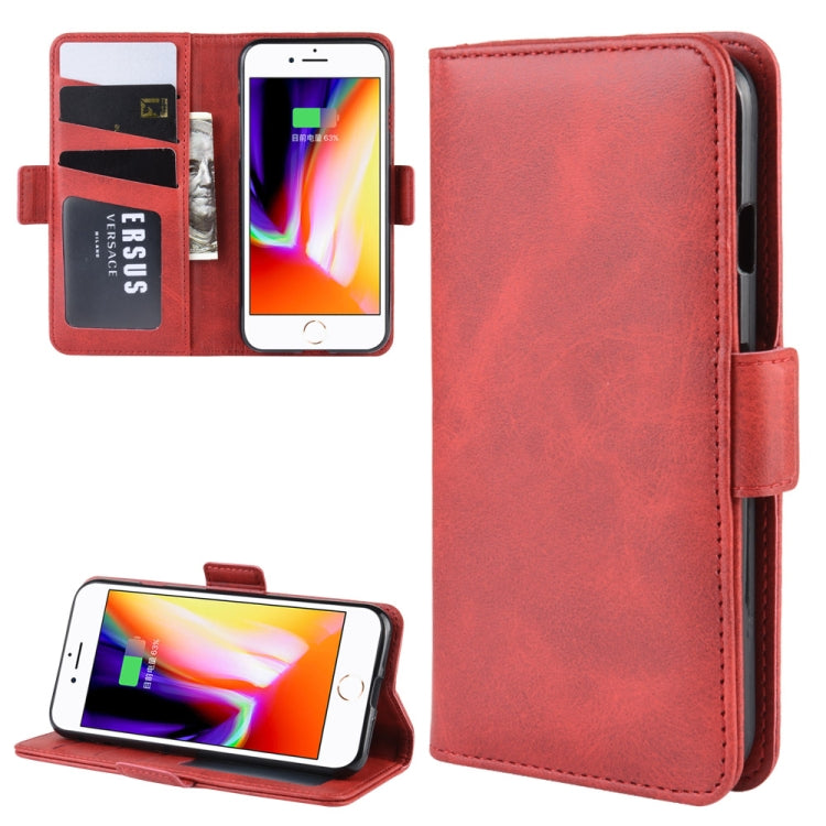For iPhone SE 2022 / SE 2020 / 8 / 7 Double Buckle Crazy Horse Business Mobile Phone Holster with Card Wallet Bracket Function