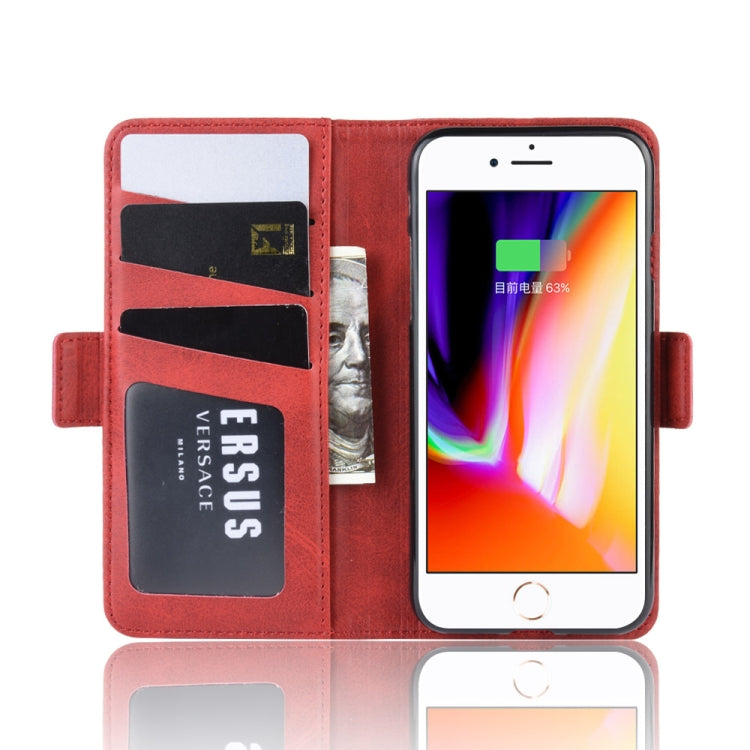 For iPhone SE 2022 / SE 2020 / 8 / 7 Double Buckle Crazy Horse Business Mobile Phone Holster with Card Wallet Bracket Function