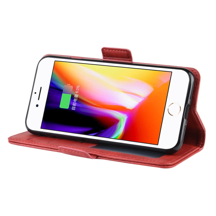 For iPhone SE 2022 / SE 2020 / 8 / 7 Double Buckle Crazy Horse Business Mobile Phone Holster with Card Wallet Bracket Function