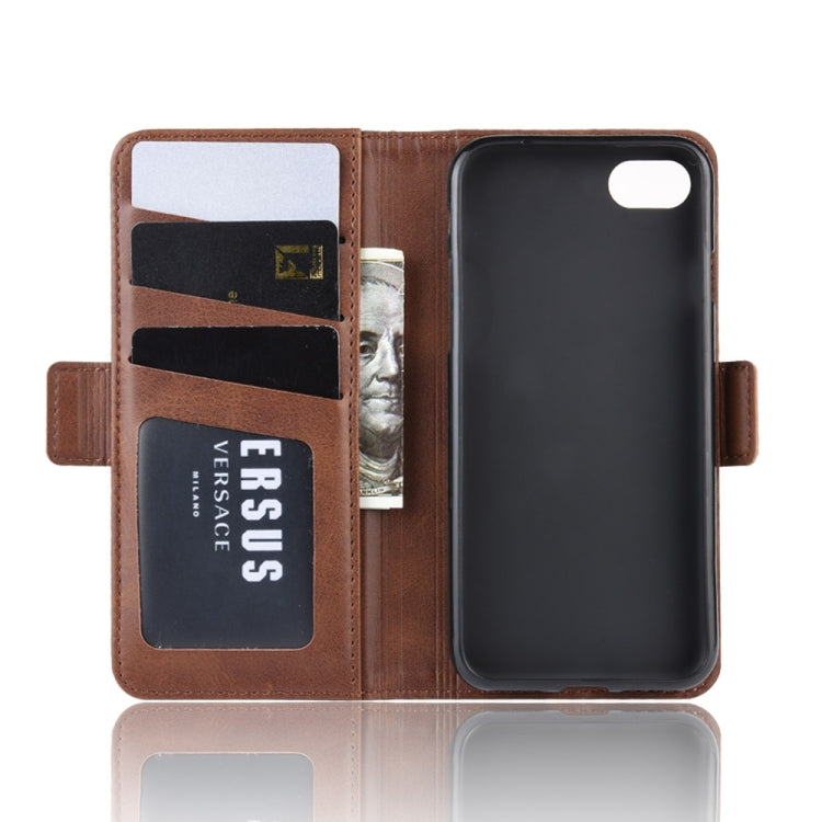 For iPhone SE 2022 / SE 2020 / 8 / 7 Double Buckle Crazy Horse Business Mobile Phone Holster with Card Wallet Bracket Function