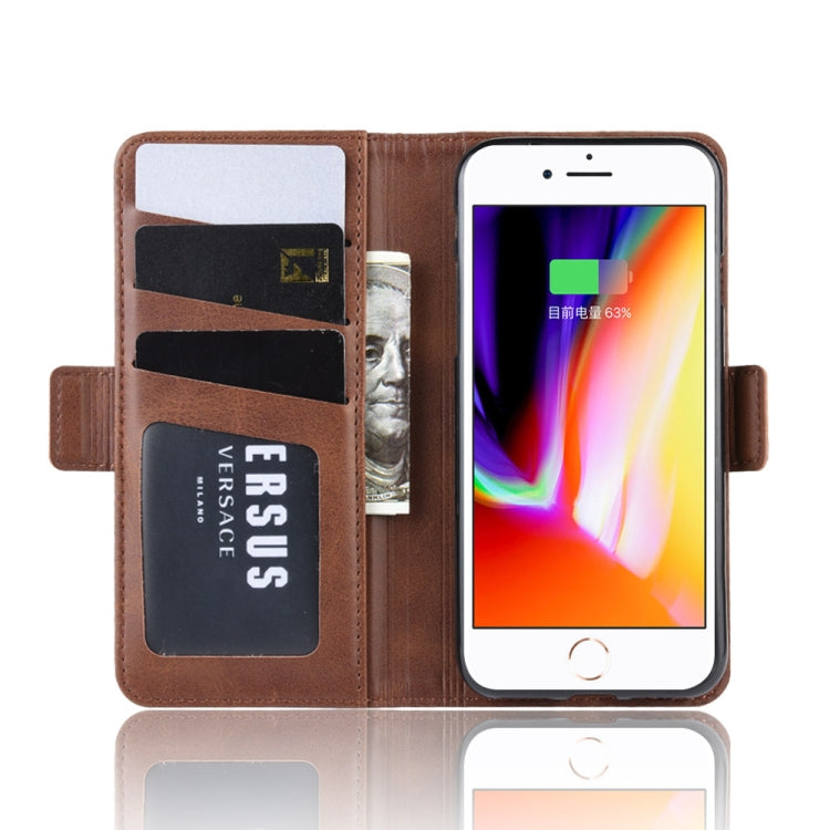 For iPhone SE 2022 / SE 2020 / 8 / 7 Double Buckle Crazy Horse Business Mobile Phone Holster with Card Wallet Bracket Function