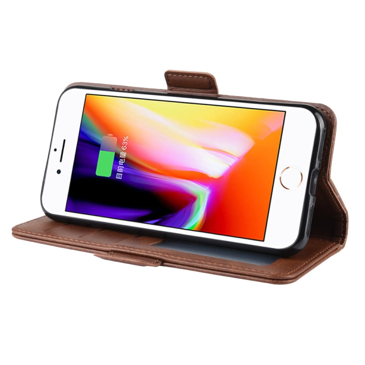 For iPhone SE 2022 / SE 2020 / 8 / 7 Double Buckle Crazy Horse Business Mobile Phone Holster with Card Wallet Bracket Function