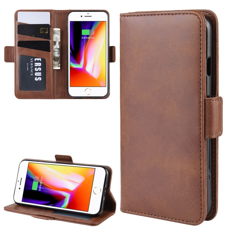 For iPhone SE 2022 / SE 2020 / 8 / 7 Double Buckle Crazy Horse Business Mobile Phone Holster with Card Wallet Bracket Function