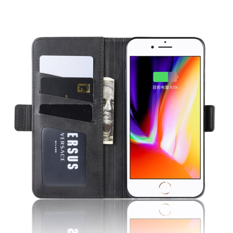 For iPhone 8 Plus / 7 Plus Double Buckle Crazy Horse Business Mobile Phone Holster with Card Wallet Bracket Function