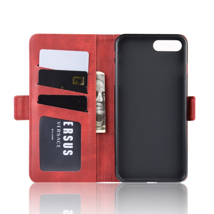 For iPhone 8 Plus / 7 Plus Double Buckle Crazy Horse Business Mobile Phone Holster with Card Wallet Bracket Function