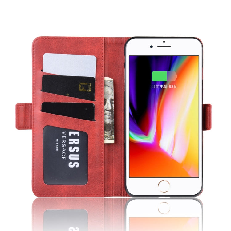 For iPhone 8 Plus / 7 Plus Double Buckle Crazy Horse Business Mobile Phone Holster with Card Wallet Bracket Function