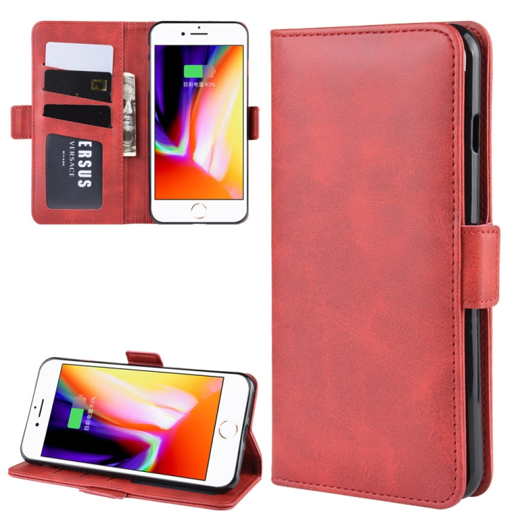 For iPhone 8 Plus / 7 Plus Double Buckle Crazy Horse Business Mobile Phone Holster with Card Wallet Bracket Function