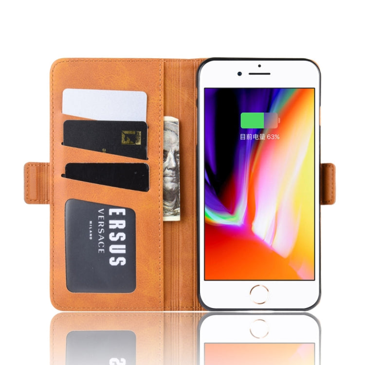 For iPhone 8 Plus / 7 Plus Double Buckle Crazy Horse Business Mobile Phone Holster with Card Wallet Bracket Function