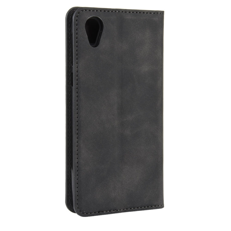 For Motorola Moto E6 Retro-skin Business Magnetic Suction Leather Case with Purse-Bracket-Chuck