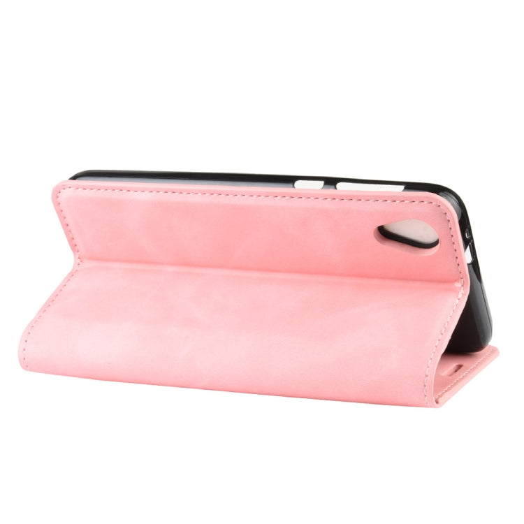 For Motorola Moto E6 Retro-skin Business Magnetic Suction Leather Case with Purse-Bracket-Chuck