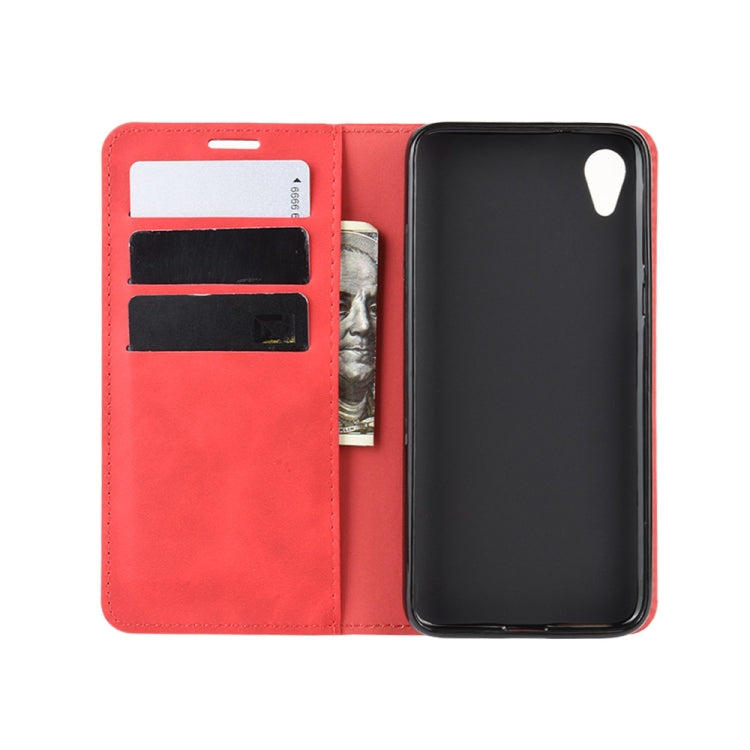 For Motorola Moto E6 Retro-skin Business Magnetic Suction Leather Case with Purse-Bracket-Chuck