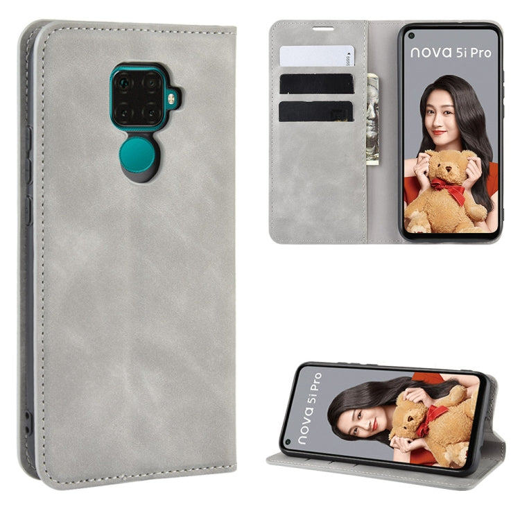 For Huawei Mate 30 Lite / Nova 5Z Retro-skin Business Magnetic Suction Leather Case with Purse-Bracket-Chuck