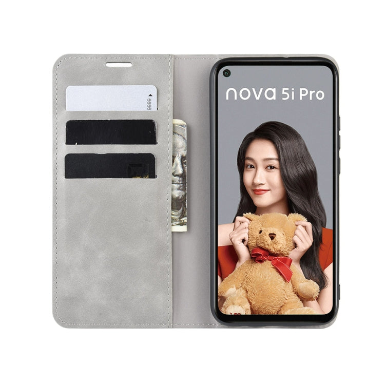 For Huawei Mate 30 Lite / Nova 5Z Retro-skin Business Magnetic Suction Leather Case with Purse-Bracket-Chuck