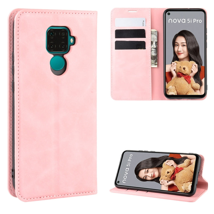 For Huawei Mate 30 Lite / Nova 5Z Retro-skin Business Magnetic Suction Leather Case with Purse-Bracket-Chuck