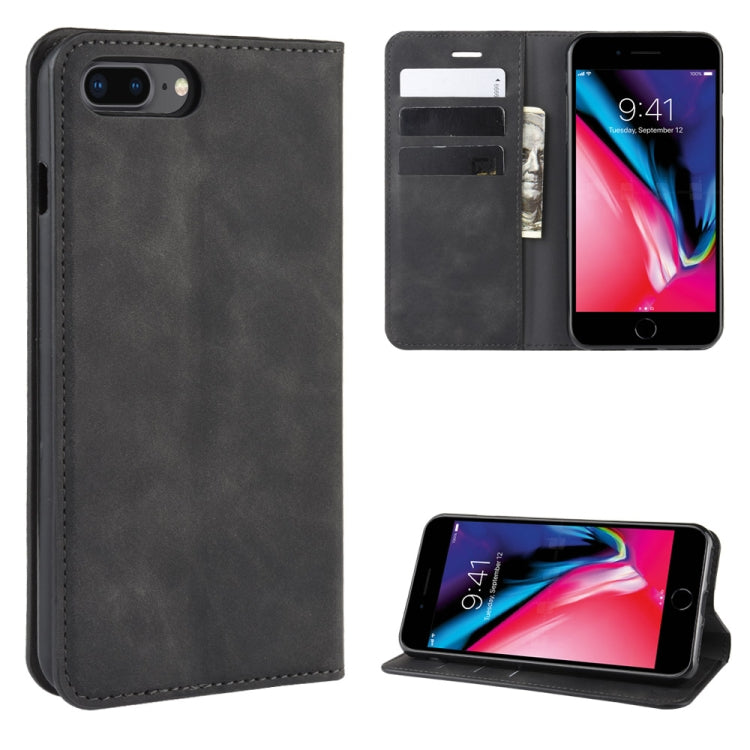 For iPhone 8 Plus / 7 Plus  Retro-skin Business Magnetic Suction Leather Case with Purse-Bracket-Chuck