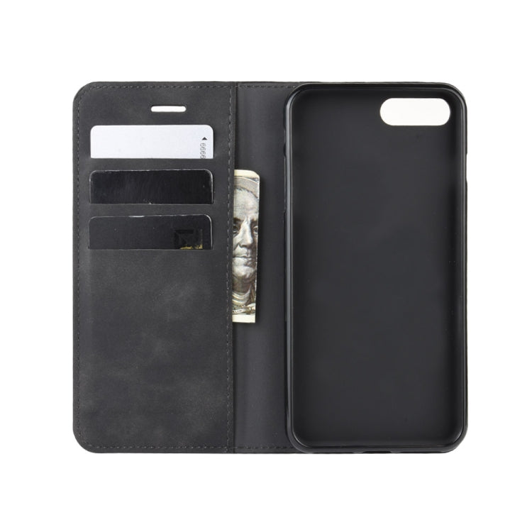 For iPhone 8 Plus / 7 Plus  Retro-skin Business Magnetic Suction Leather Case with Purse-Bracket-Chuck