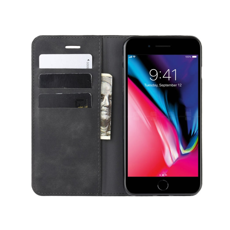 For iPhone 8 Plus / 7 Plus  Retro-skin Business Magnetic Suction Leather Case with Purse-Bracket-Chuck