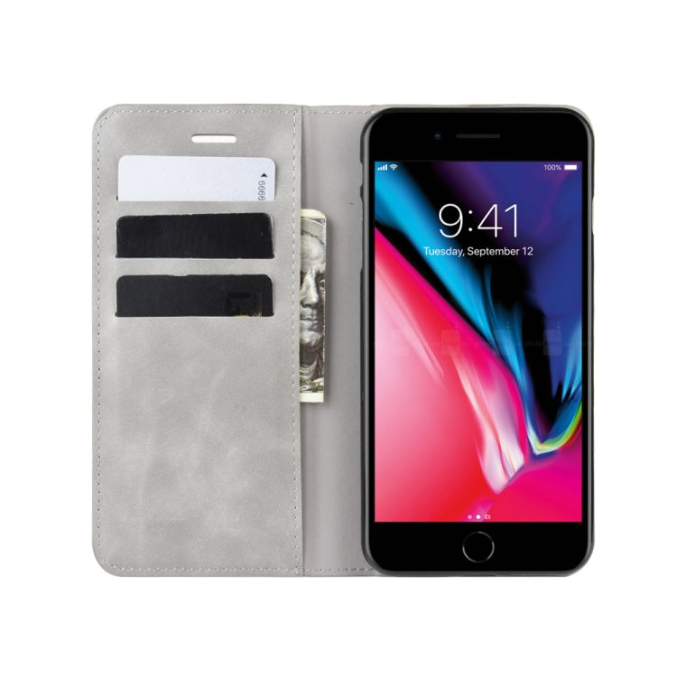 For iPhone 8 Plus / 7 Plus  Retro-skin Business Magnetic Suction Leather Case with Purse-Bracket-Chuck