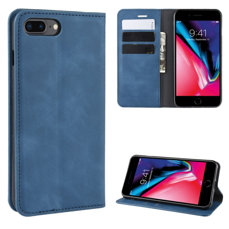 For iPhone 8 Plus / 7 Plus  Retro-skin Business Magnetic Suction Leather Case with Purse-Bracket-Chuck
