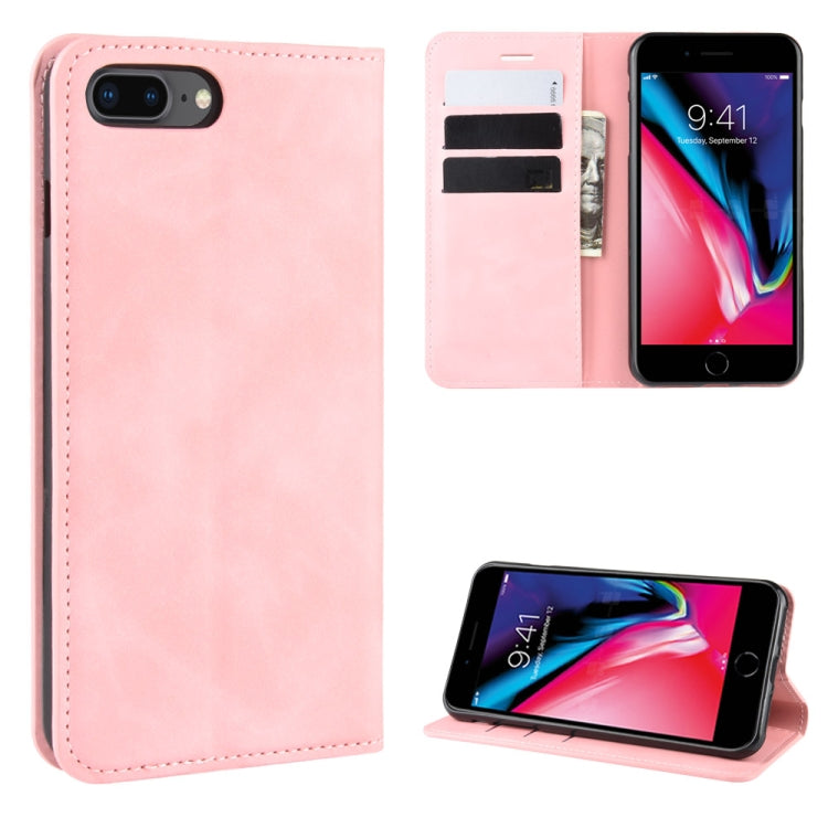 For iPhone 8 Plus / 7 Plus  Retro-skin Business Magnetic Suction Leather Case with Purse-Bracket-Chuck