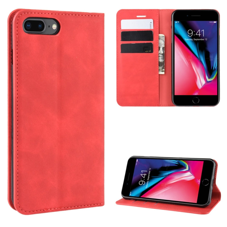 For iPhone 8 Plus / 7 Plus  Retro-skin Business Magnetic Suction Leather Case with Purse-Bracket-Chuck