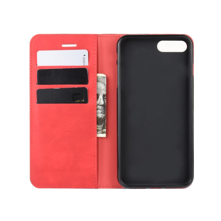 For iPhone 8 Plus / 7 Plus  Retro-skin Business Magnetic Suction Leather Case with Purse-Bracket-Chuck
