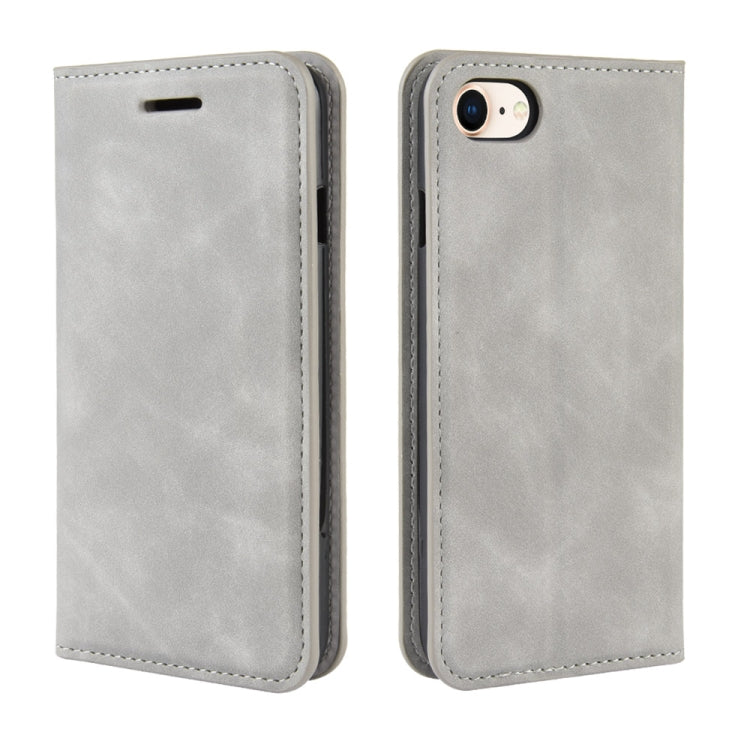 For iPhone SE 2022 / SE 2020 / 8 / 7 Retro-skin Business Magnetic Suction Leather Case with Purse-Bracket-Chuck