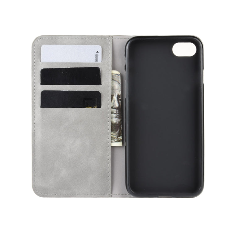 For iPhone SE 2022 / SE 2020 / 8 / 7 Retro-skin Business Magnetic Suction Leather Case with Purse-Bracket-Chuck