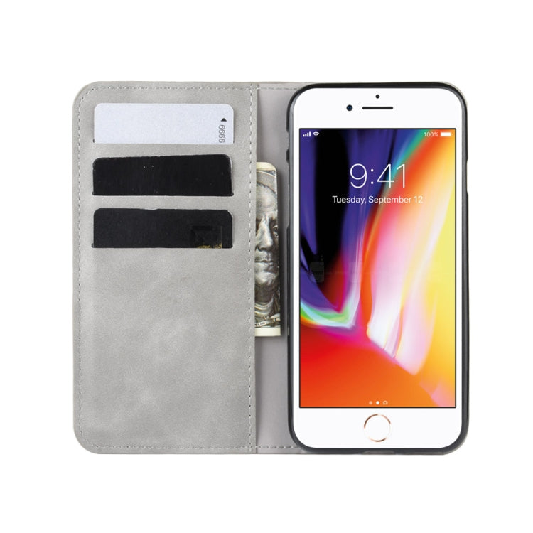 For iPhone SE 2022 / SE 2020 / 8 / 7 Retro-skin Business Magnetic Suction Leather Case with Purse-Bracket-Chuck
