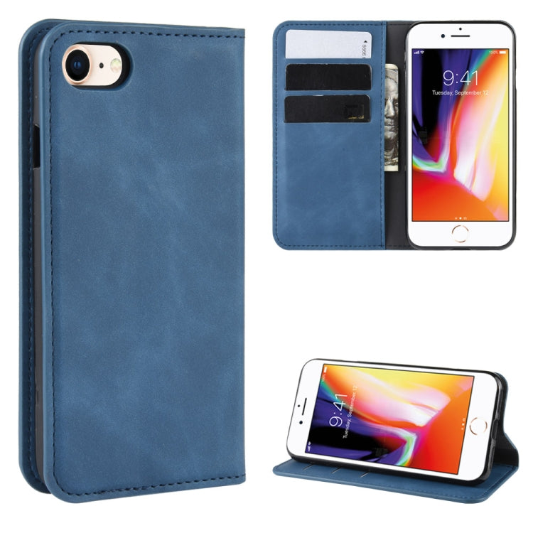 For iPhone SE 2022 / SE 2020 / 8 / 7 Retro-skin Business Magnetic Suction Leather Case with Purse-Bracket-Chuck