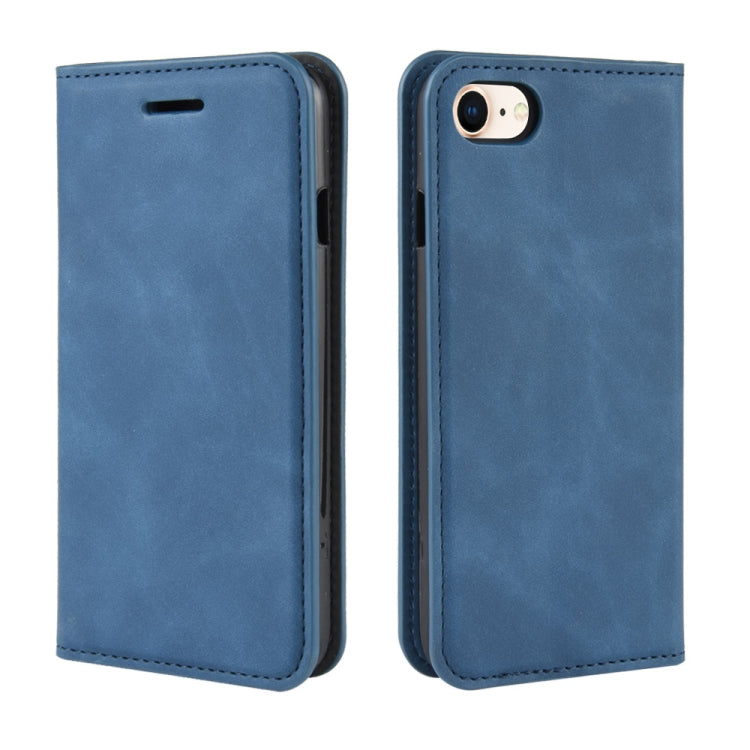 For iPhone SE 2022 / SE 2020 / 8 / 7 Retro-skin Business Magnetic Suction Leather Case with Purse-Bracket-Chuck